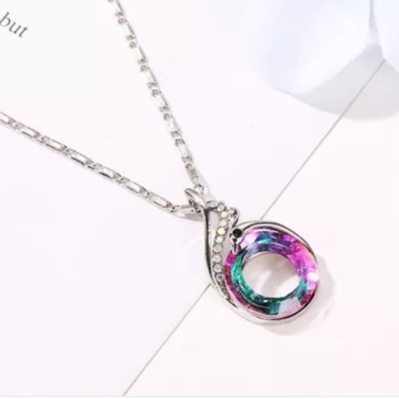 Australian Crystal Peacock Pendant Necklace - Picture 3 of 5